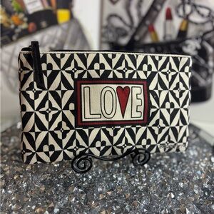 Brighton "Look of Love" canvas zippered pouch designed by Tom Clancy EUC